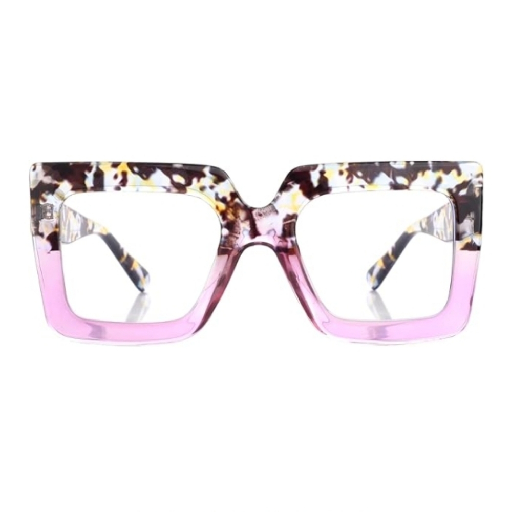 Oversized Square Blue Light Computer Eyewear Non-Prescription Purple